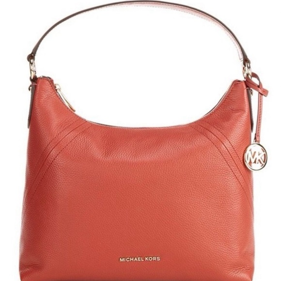 Michael Kors Aria Large Shoulder Bag Pink Grapefruit NWT - Picture 1 of 9